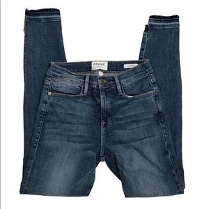 Frame Le High Skinny Raw Stagger Zip Ankle Jeans Size 26